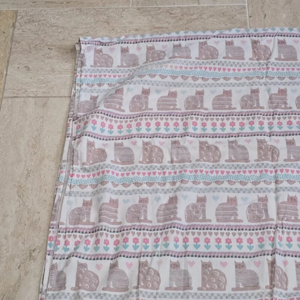 VTG 1980s‎ COTTAGECORE CAT HEARTS TWIN 74